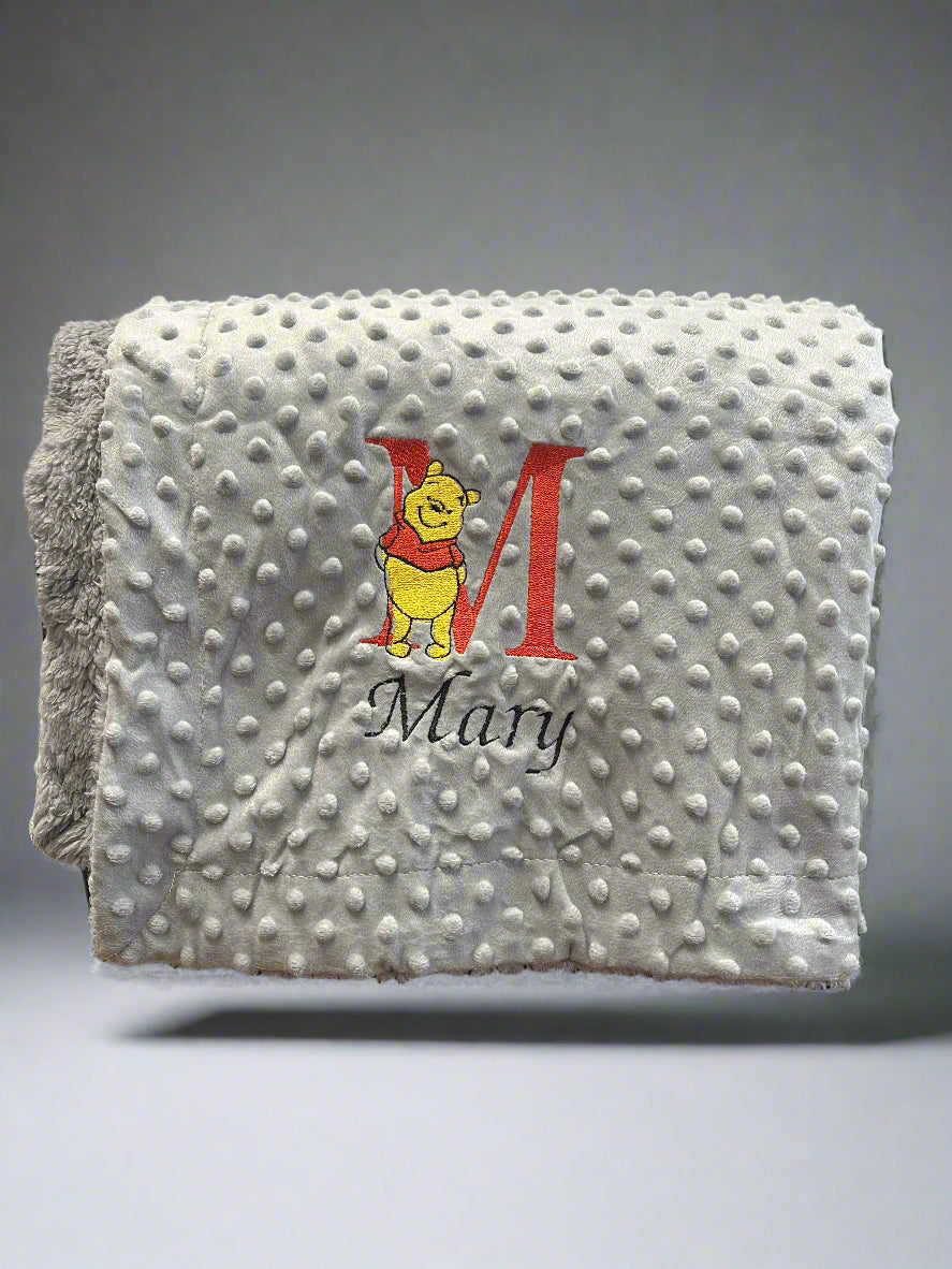 Personalised Bear Initial Baby Blanket