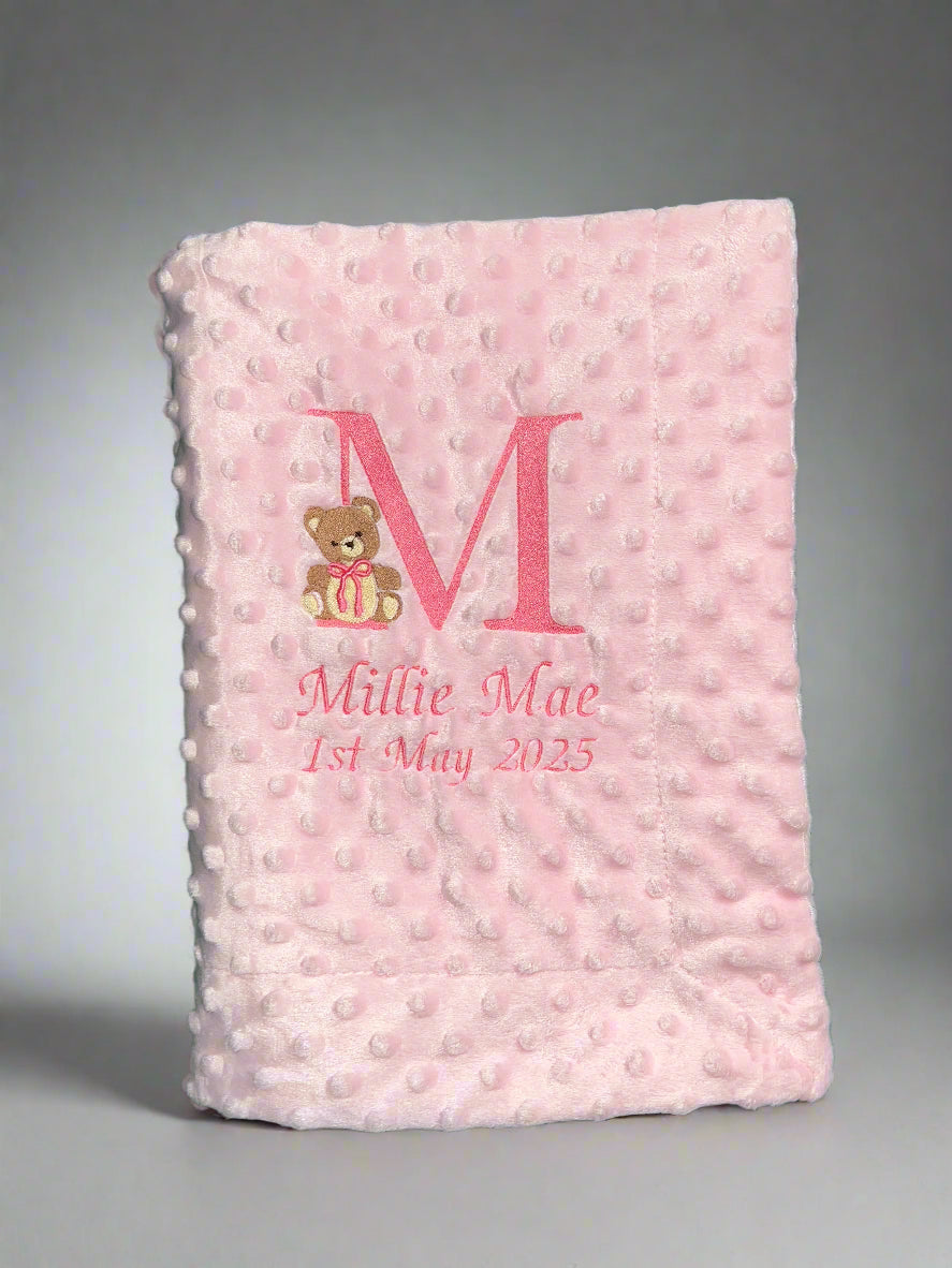Personalised Bear Initial Baby Blanket 🐻