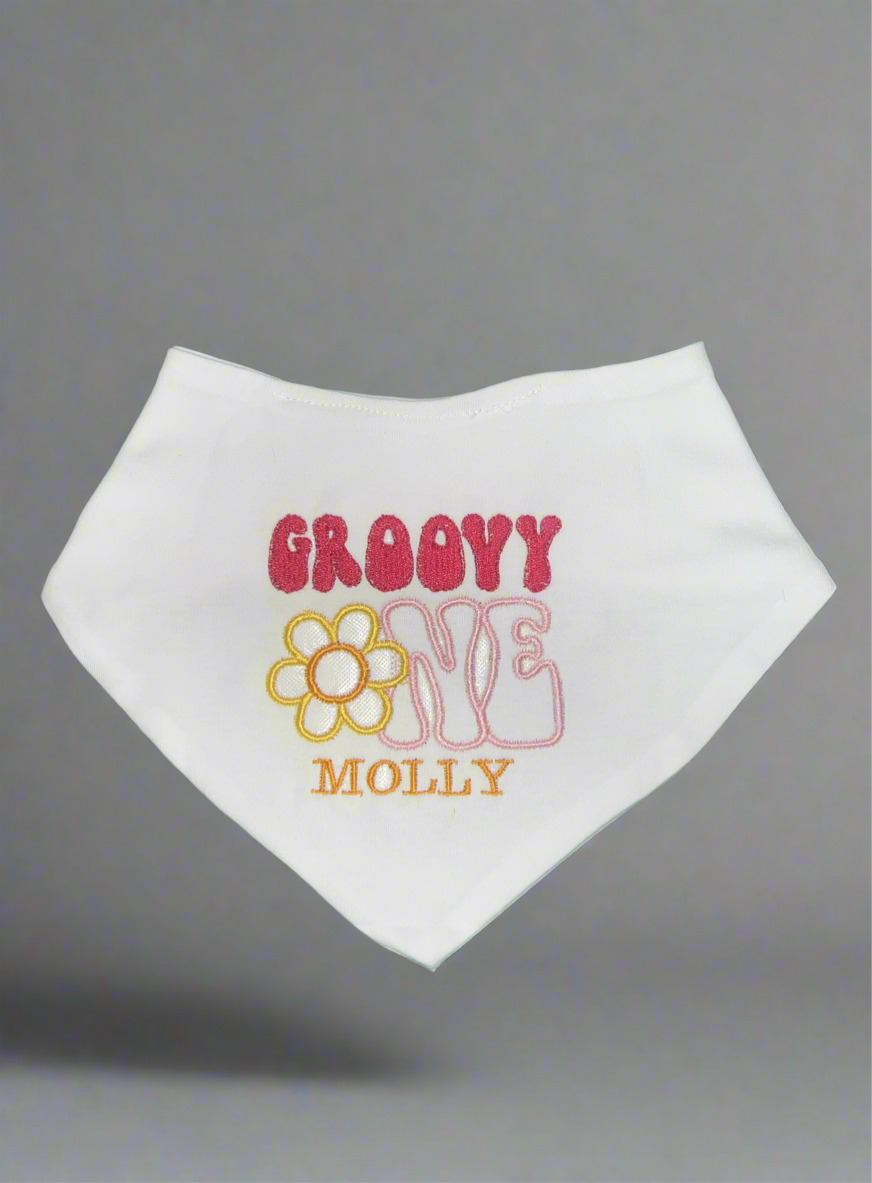 Groovy One 🌸 - Personalised First Birthday Bib