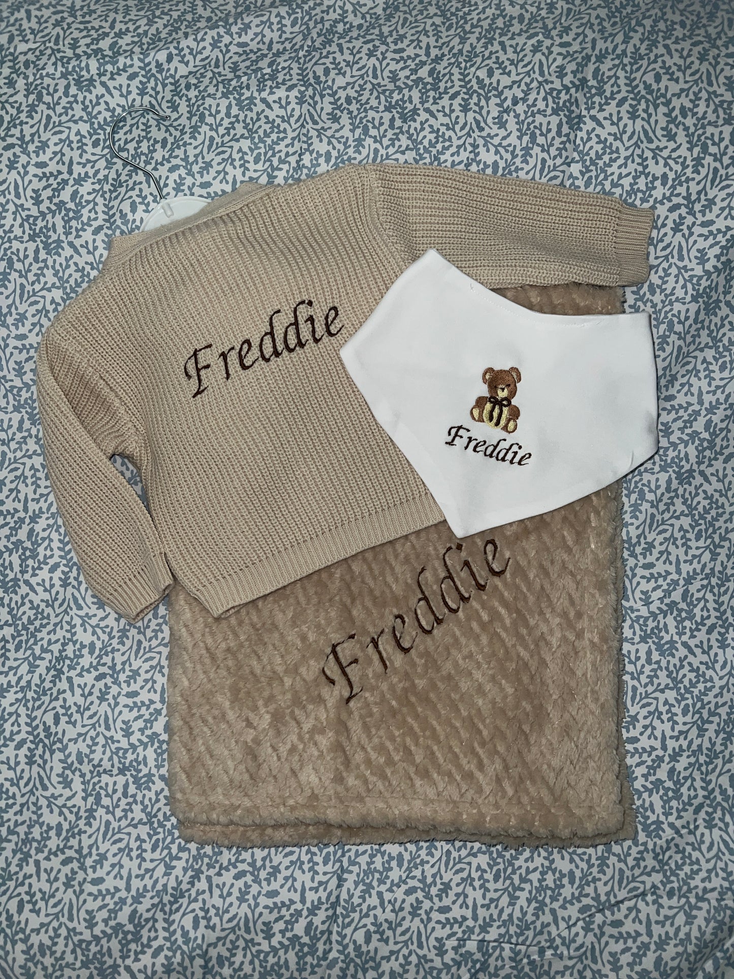 Teddy Bear Triple Bundle 🧸 - Cardigan, Blanket and Bib