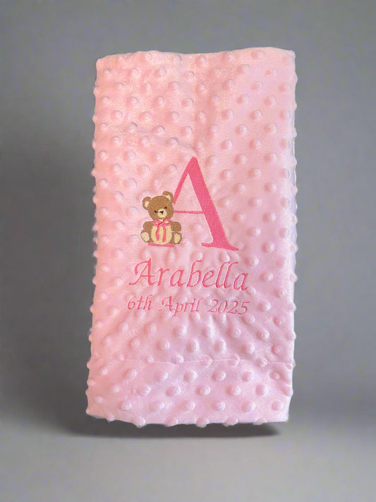 Personalised Bear Initial Baby Blanket 🐻