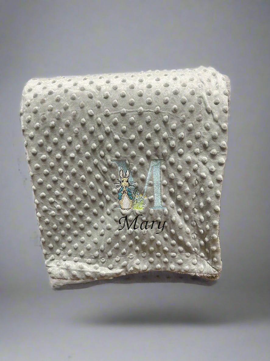 Personalised Bunny Initial Baby Blanket